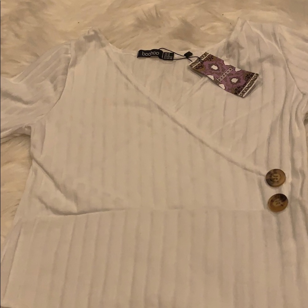 Wrap Front Ribbed Button Bodysuit